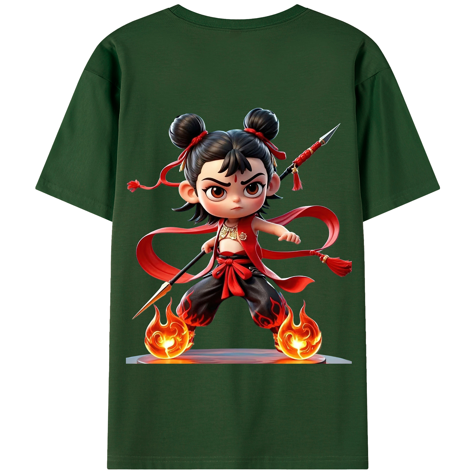 （画像用） Ne Zha 2 ナタ 魔童の大暴れ 綿100％半袖Tシャツ（背面プリント）